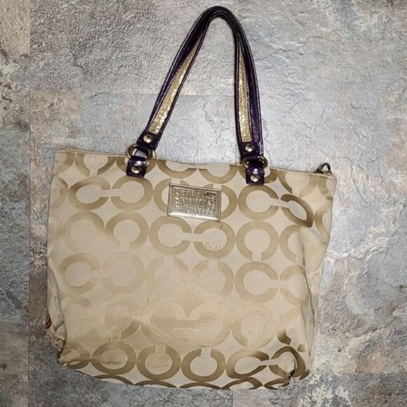 Coach Poppy Graffiti Applique Glam Bag Handbag Purse Tote Jacquard WOMENS WOMANS - Picture 4 of 16